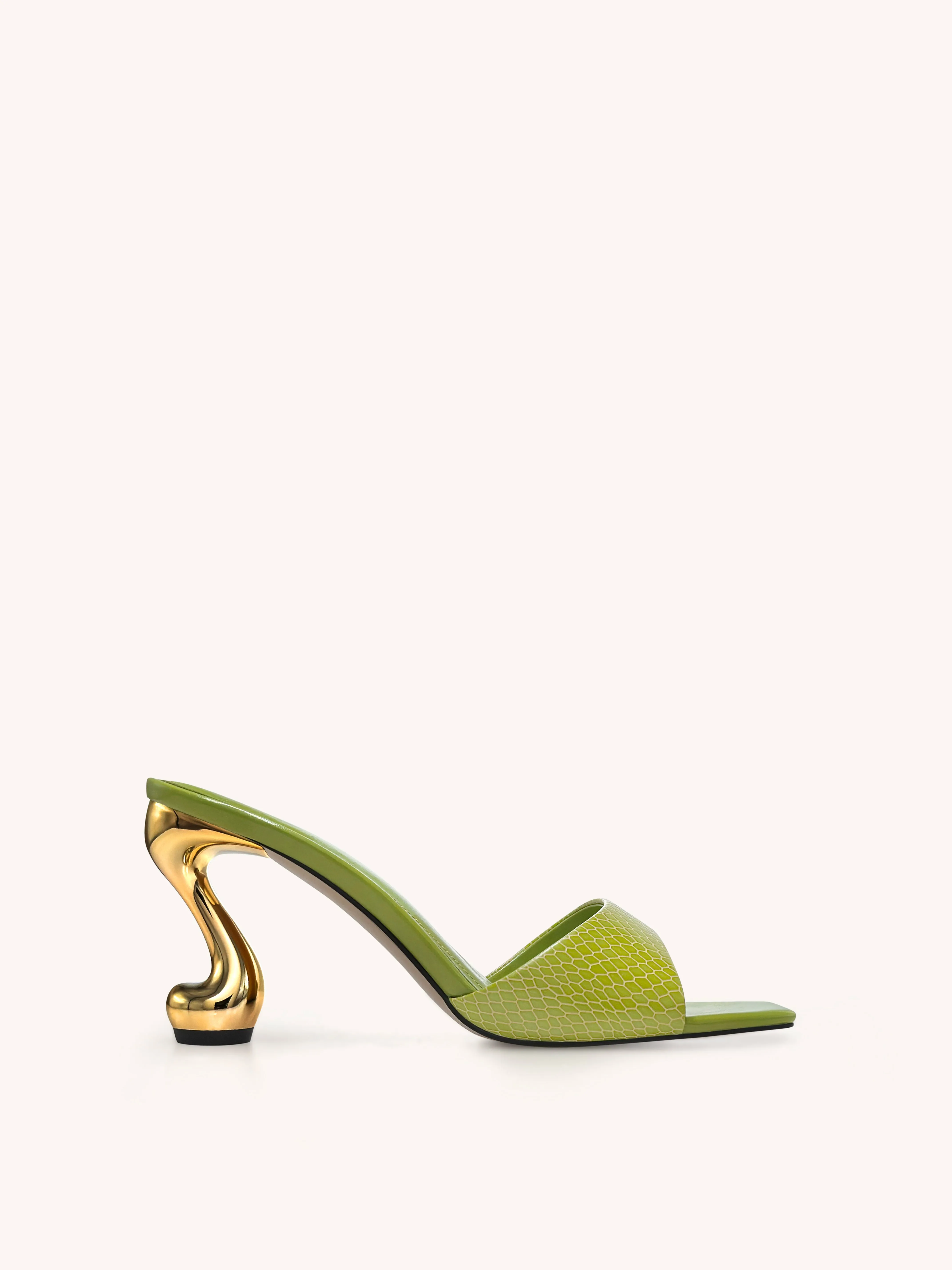 Hannah Snakeskin Heel Mules - Green sold by JW PEI