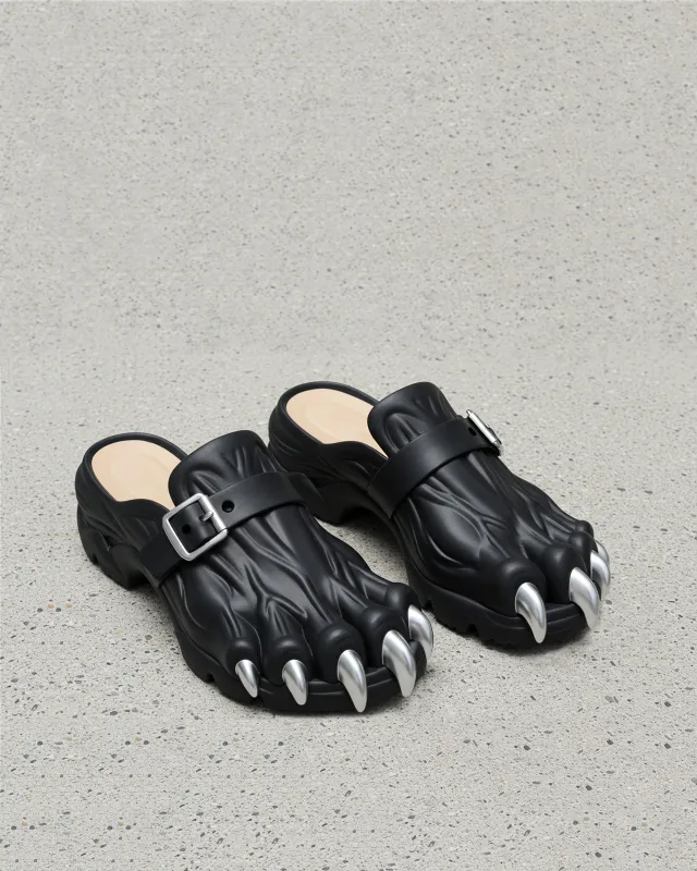 Monster Paw Buckle Clogs - Black sold by JW PEI