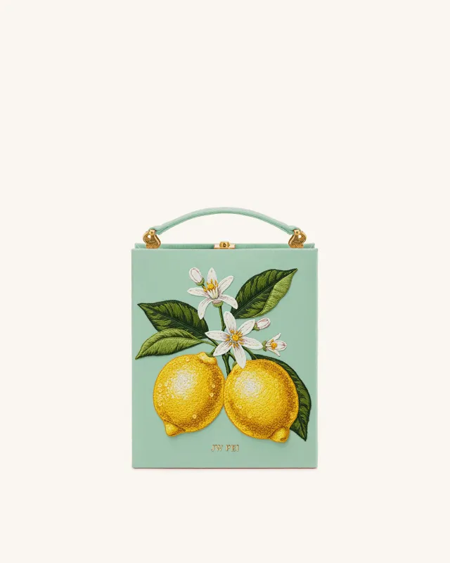 Lemon Blossom Embroidered Box Clutch - Green sold by JW PEI