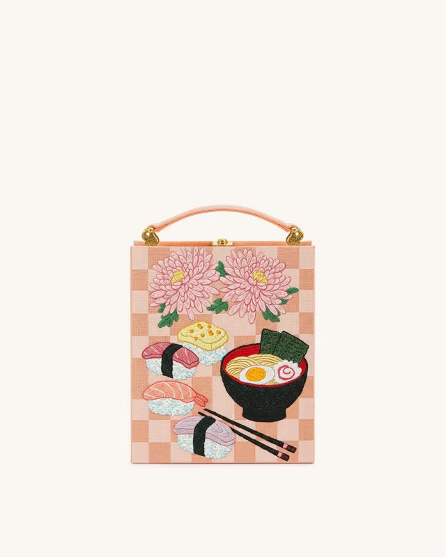 Sushi & Flower Embroidered Box Clutch - Pink sold by JW PEI