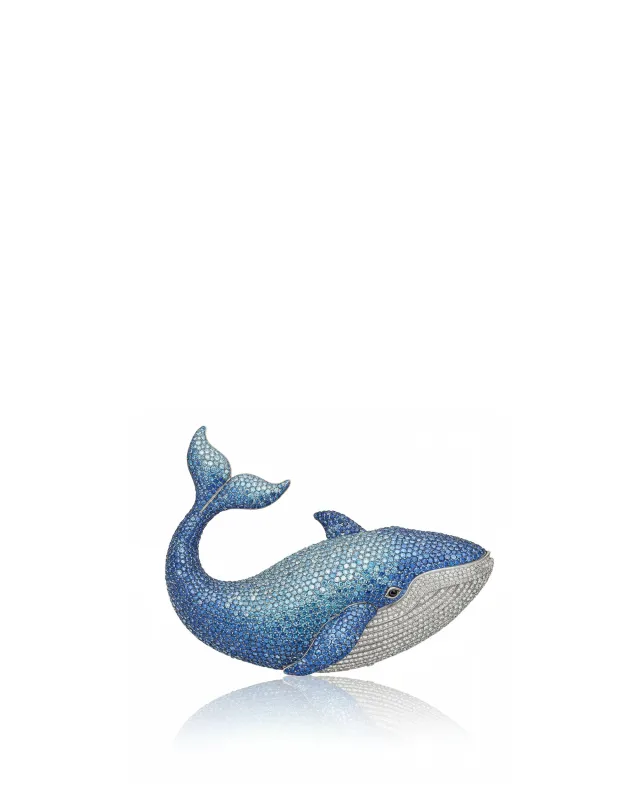 Whale Shaped Crystal Clutch - Blue/White sold by JW PEI
