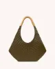 Olivia Hand-Woven Metal Handle Hobo Bag - Olive Green sold by JW PEI