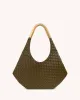 Olivia Hand-Woven Metal Handle Hobo Bag - Olive Green sold by JW PEI