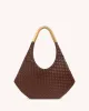 Olivia Hand-Woven Metal Handle Hobo Bag - Brown sold by JW PEI