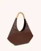 Olivia Hand-Woven Metal Handle Hobo Bag - Brown sold by JW PEI