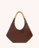 Olivia Hand-Woven Metal Handle Hobo Bag - Brown sold by JW PEI