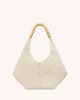 Olivia Hand-Woven Metal Handle Hobo Bag - White sold by JW PEI