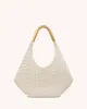 Olivia Hand-Woven Metal Handle Hobo Bag - White sold by JW PEI