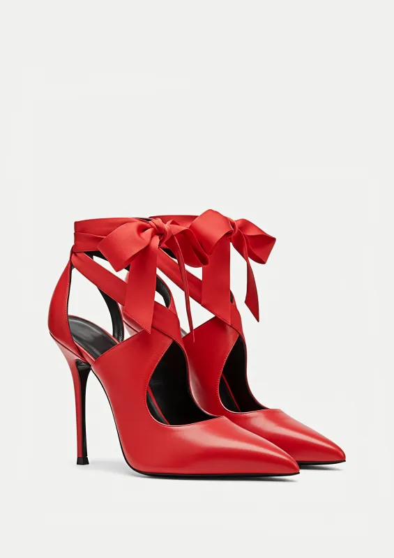 Nora Strappy Stiletto Heels  - Red sold by JW PEI