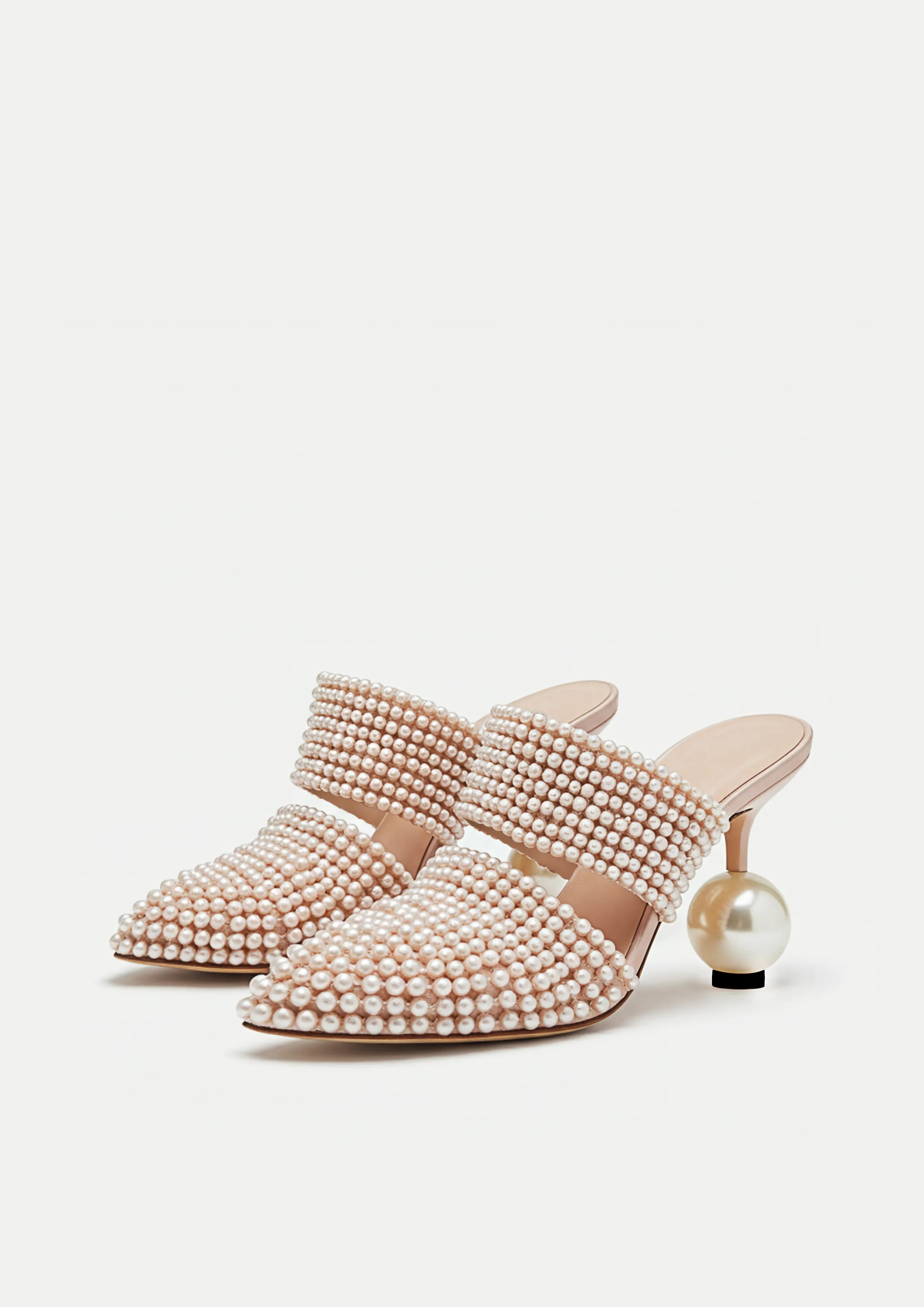 Savannah Pearl-Embellished Strappy Heels - Pink sold by JW PEI