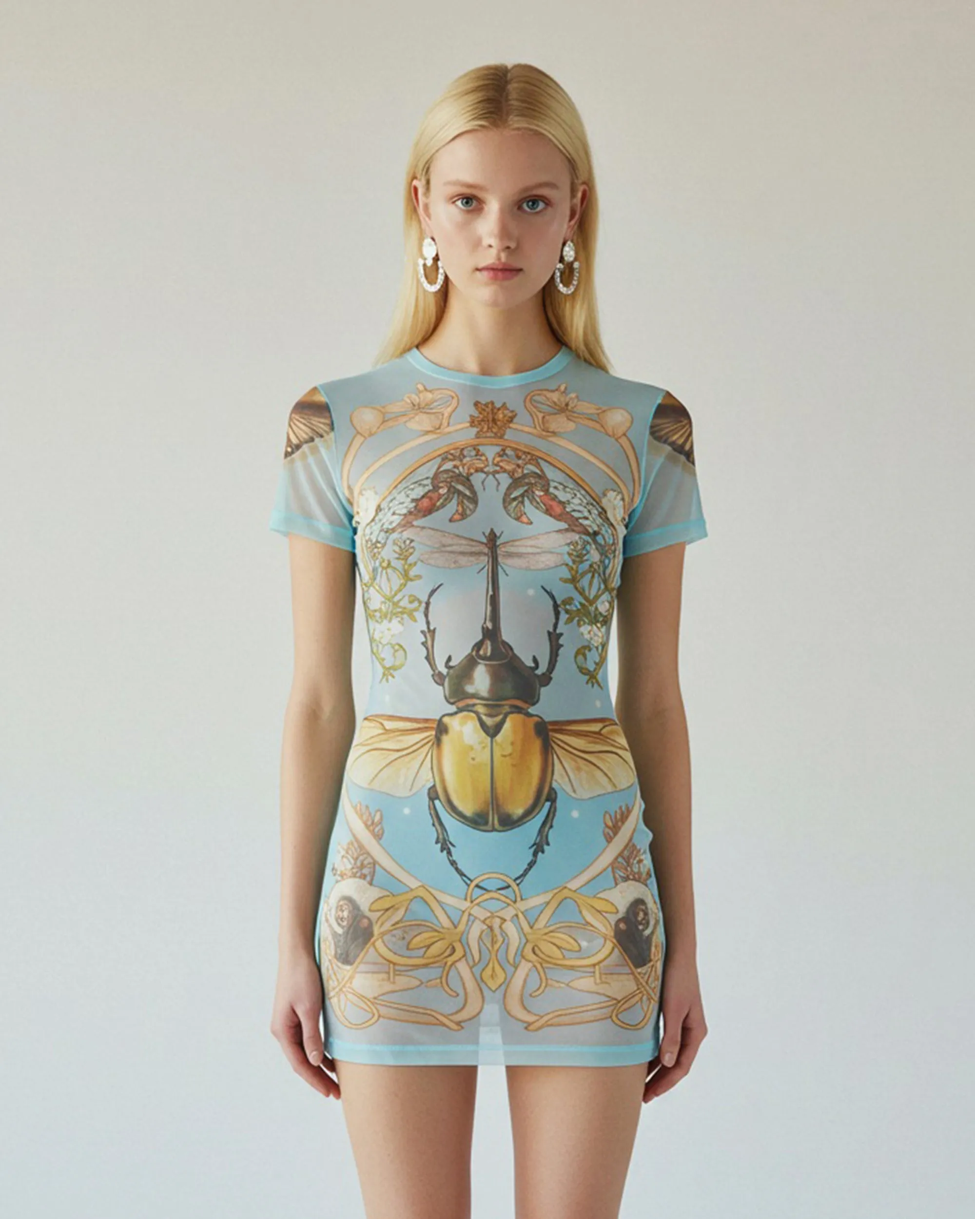 Insect Printed Mesh Dress - Blue sold by JW PEI