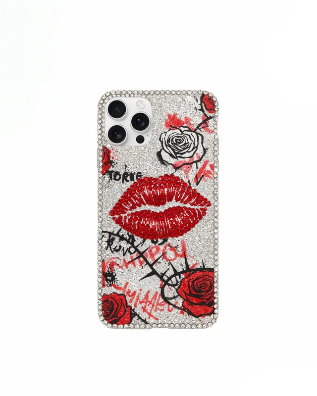 Lips with Roses iPhone Case - Multicolor Silver sold by JW PEI