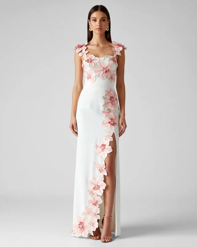 Flower Embroidered Dress - White/Pink sold by JW PEI