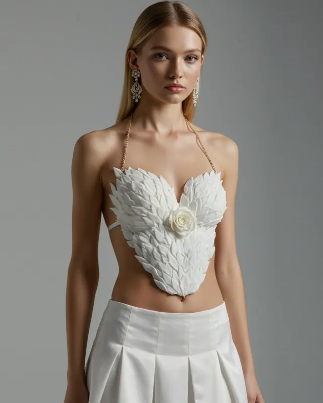 Feather Embellished Top - White sold by JW PEI