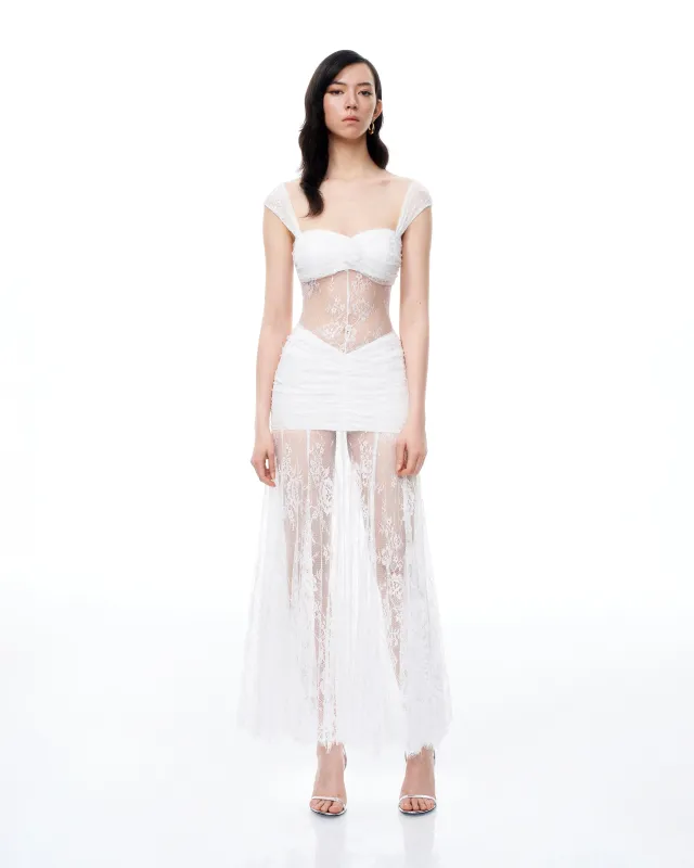 Fiorentina 3D Floral Lace Dress - White sold by JW PEI