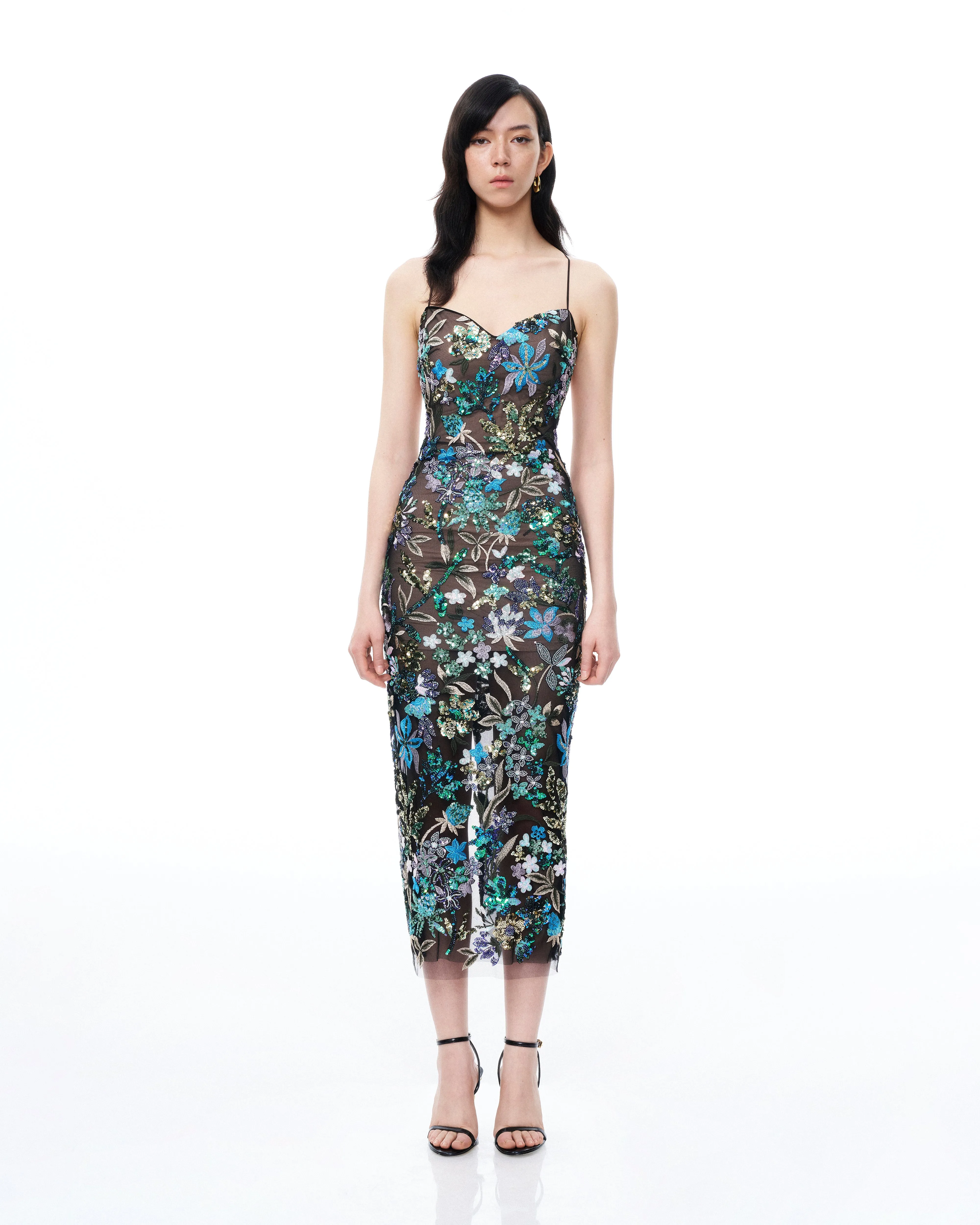 Isadora Floral Sequin Dress - Black Multi sold by JW PEI