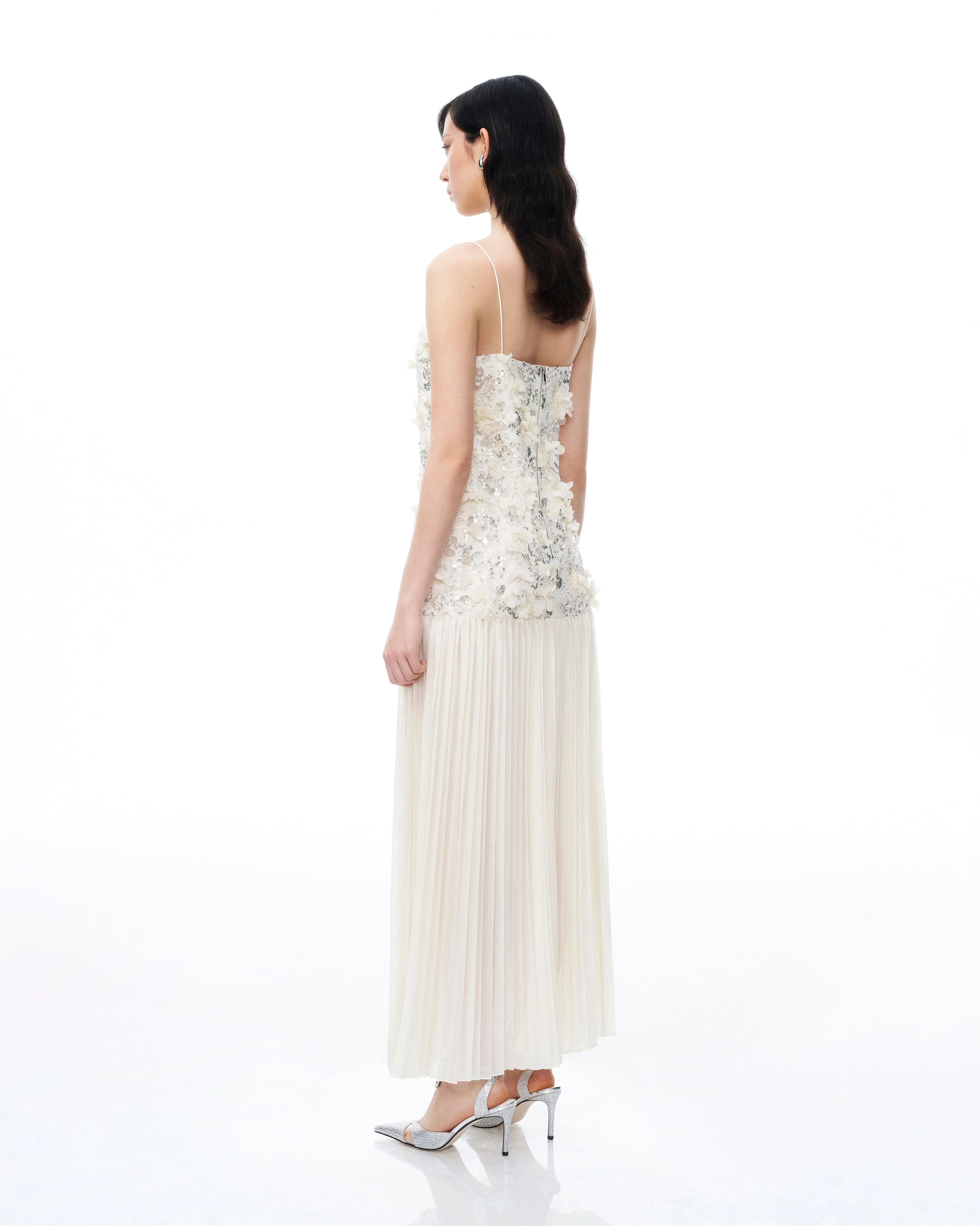 Galadriel 3D Floral Sequin Maxi Dress - White sold by JW PEI product image thumbnail 3