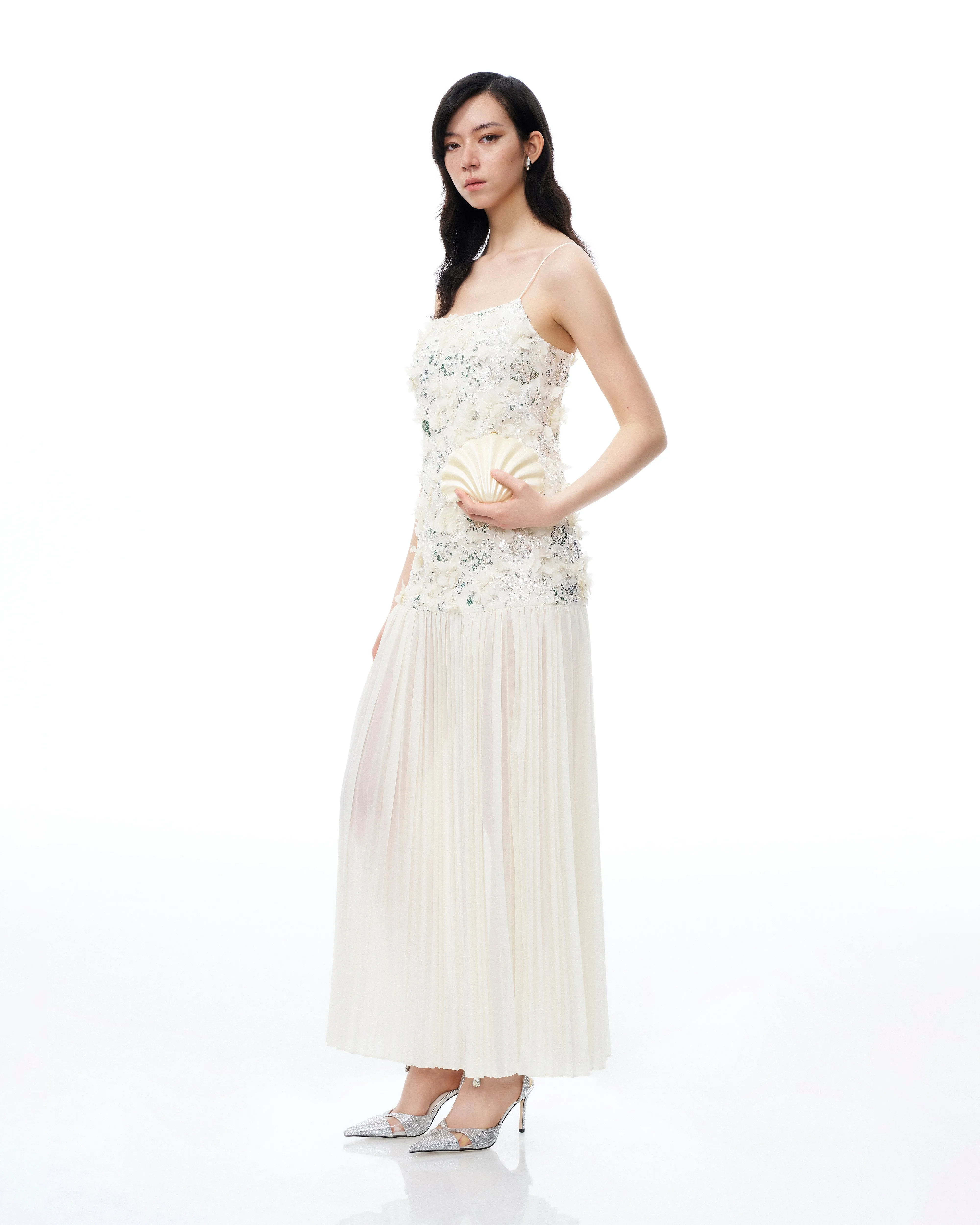 Galadriel 3D Floral Sequin Maxi Dress - White sold by JW PEI product image thumbnail 5