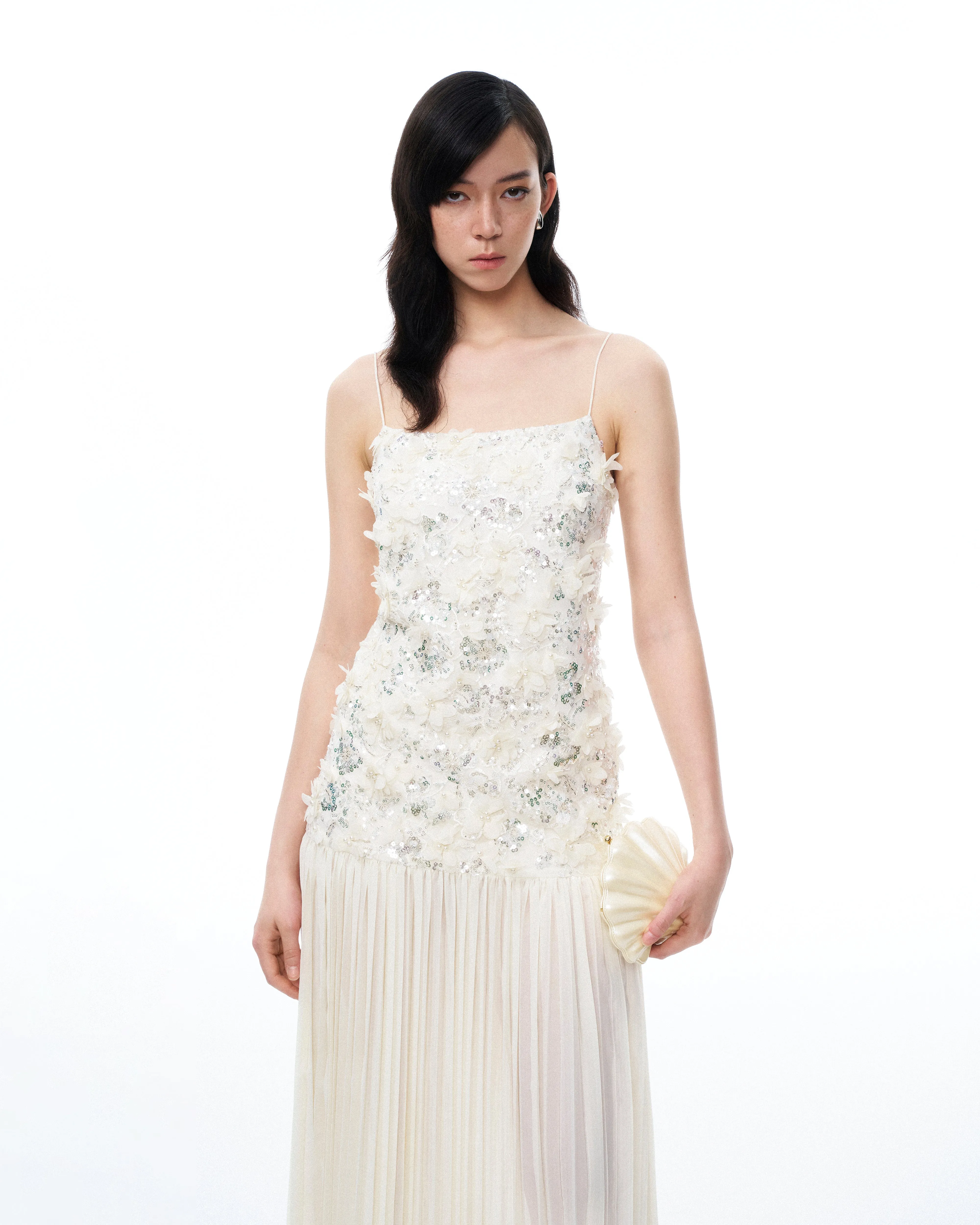 Galadriel 3D Floral Sequin Maxi Dress - White sold by JW PEI product image thumbnail 4