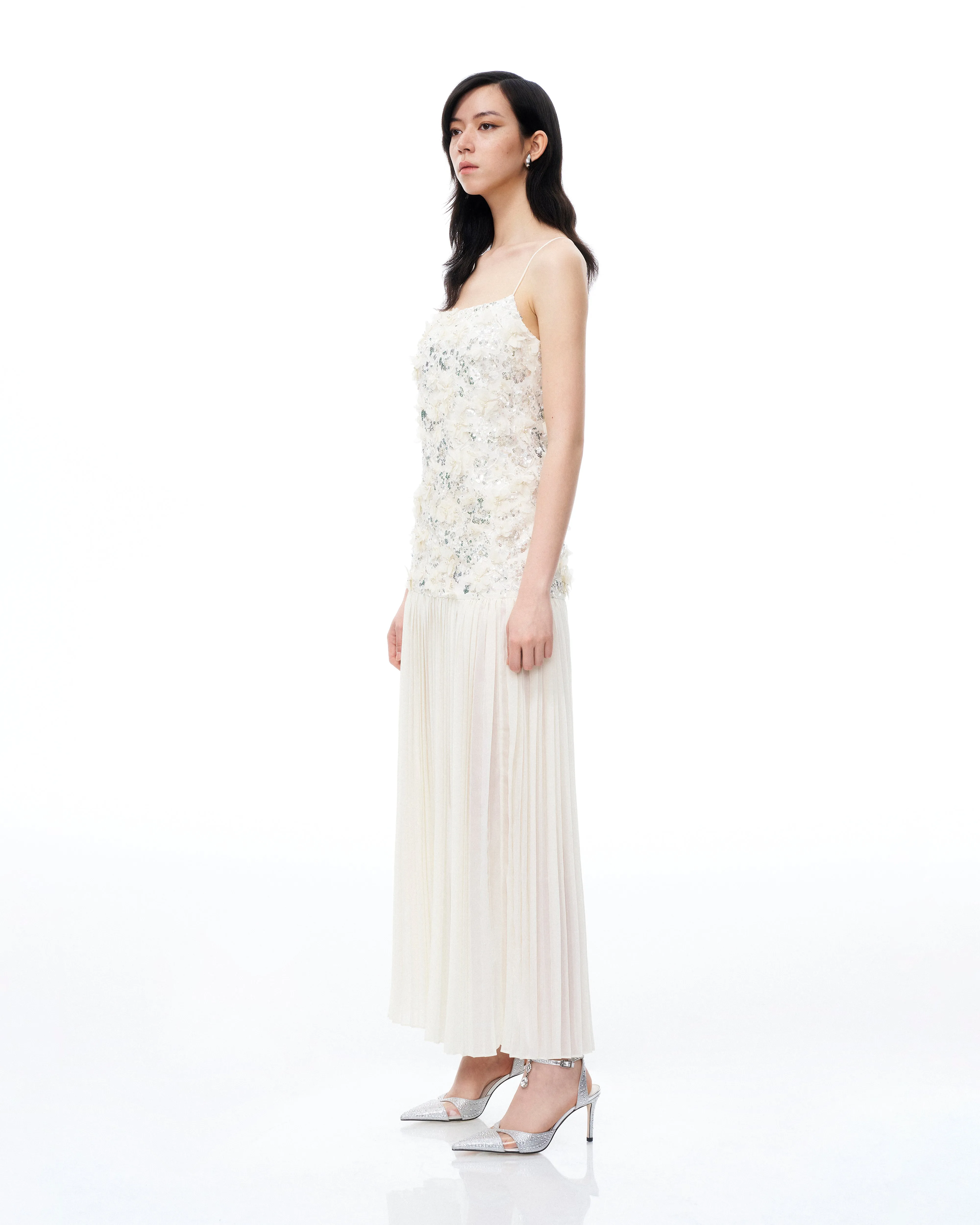 Galadriel 3D Floral Sequin Maxi Dress - White sold by JW PEI product image thumbnail 2