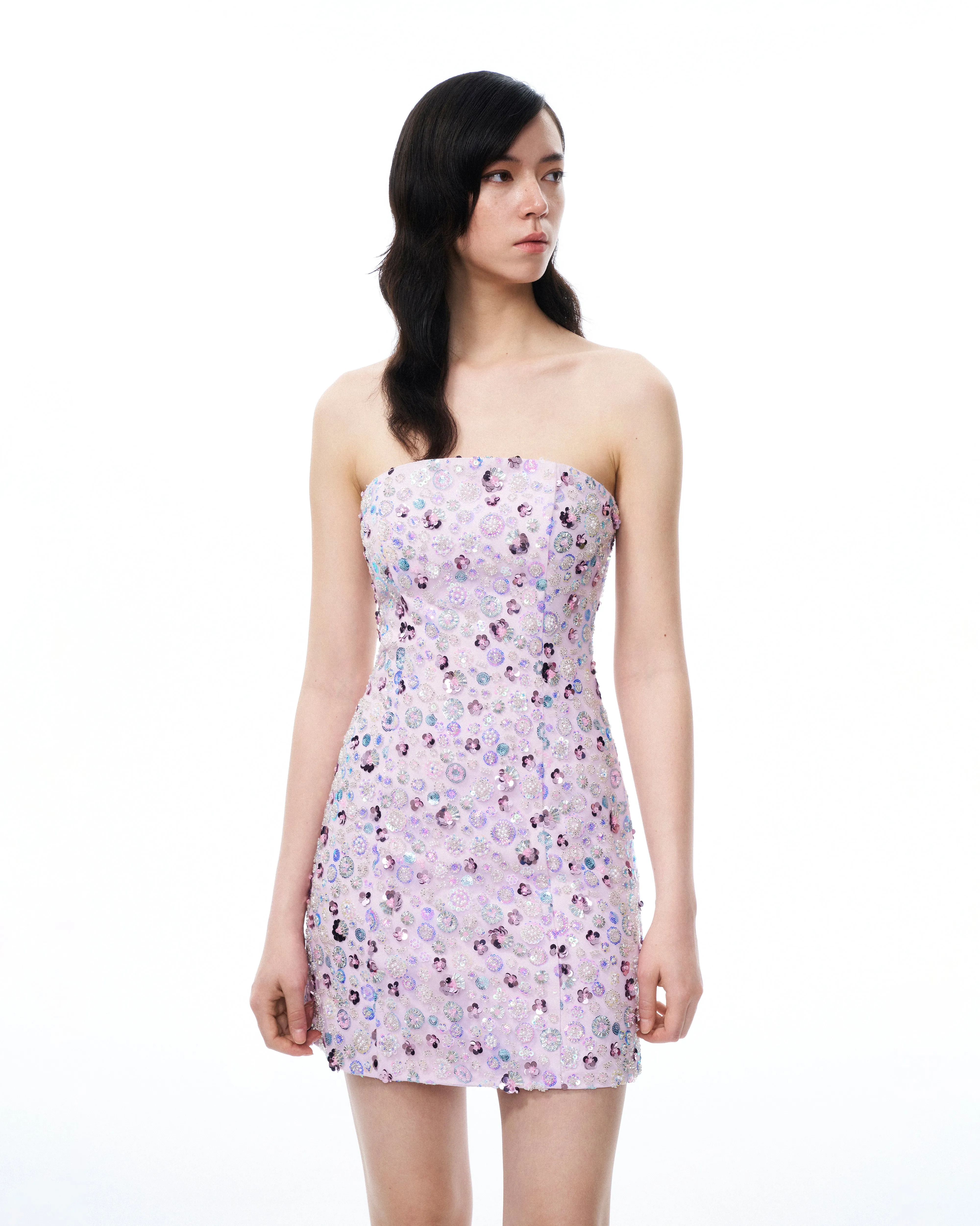 Esme Floral Sequin Embroidery Embellished Mini Dress - Purple sold by JW PEI product image thumbnail 4