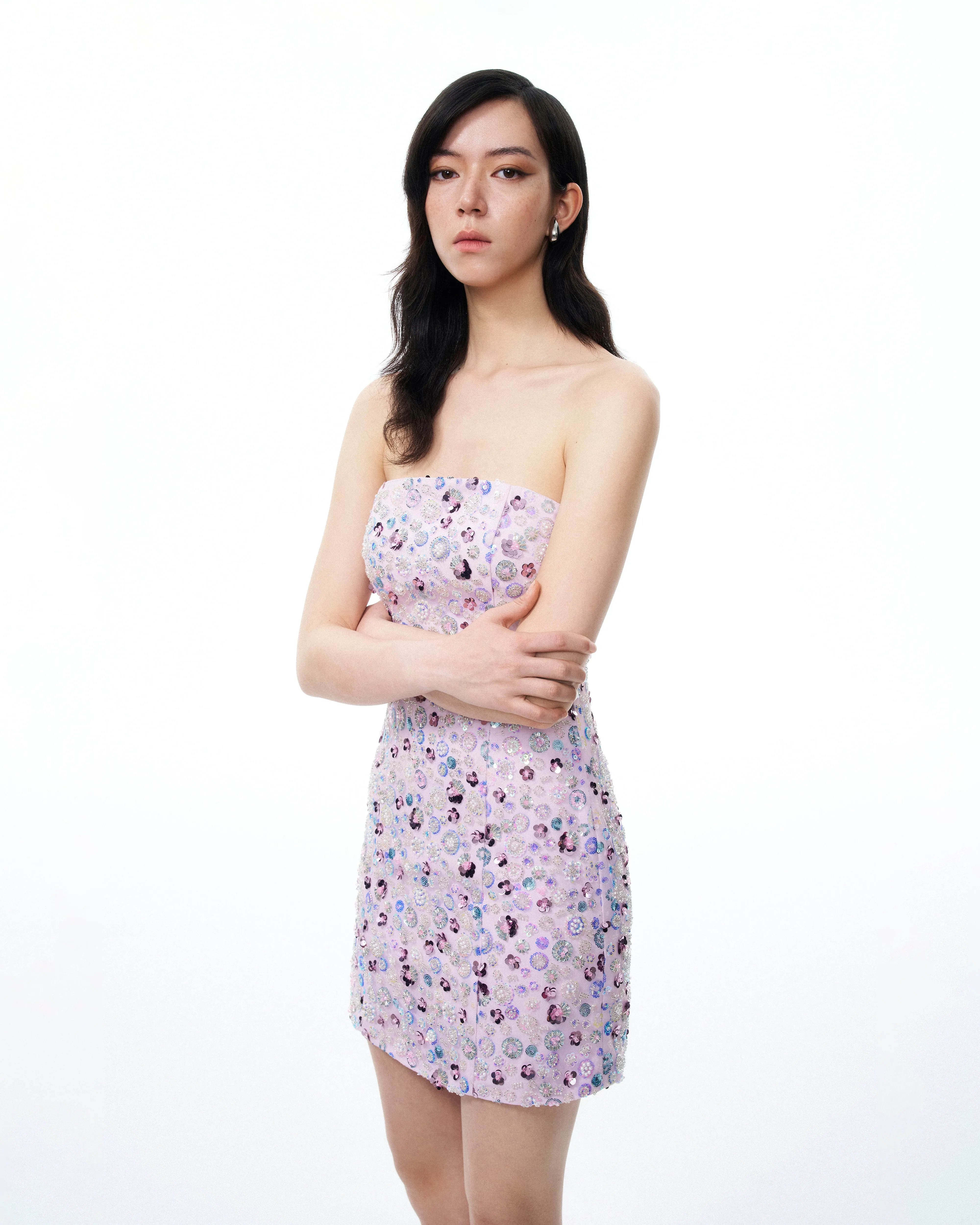 Esme Floral Sequin Embroidery Embellished Mini Dress - Purple sold by JW PEI product image thumbnail 5