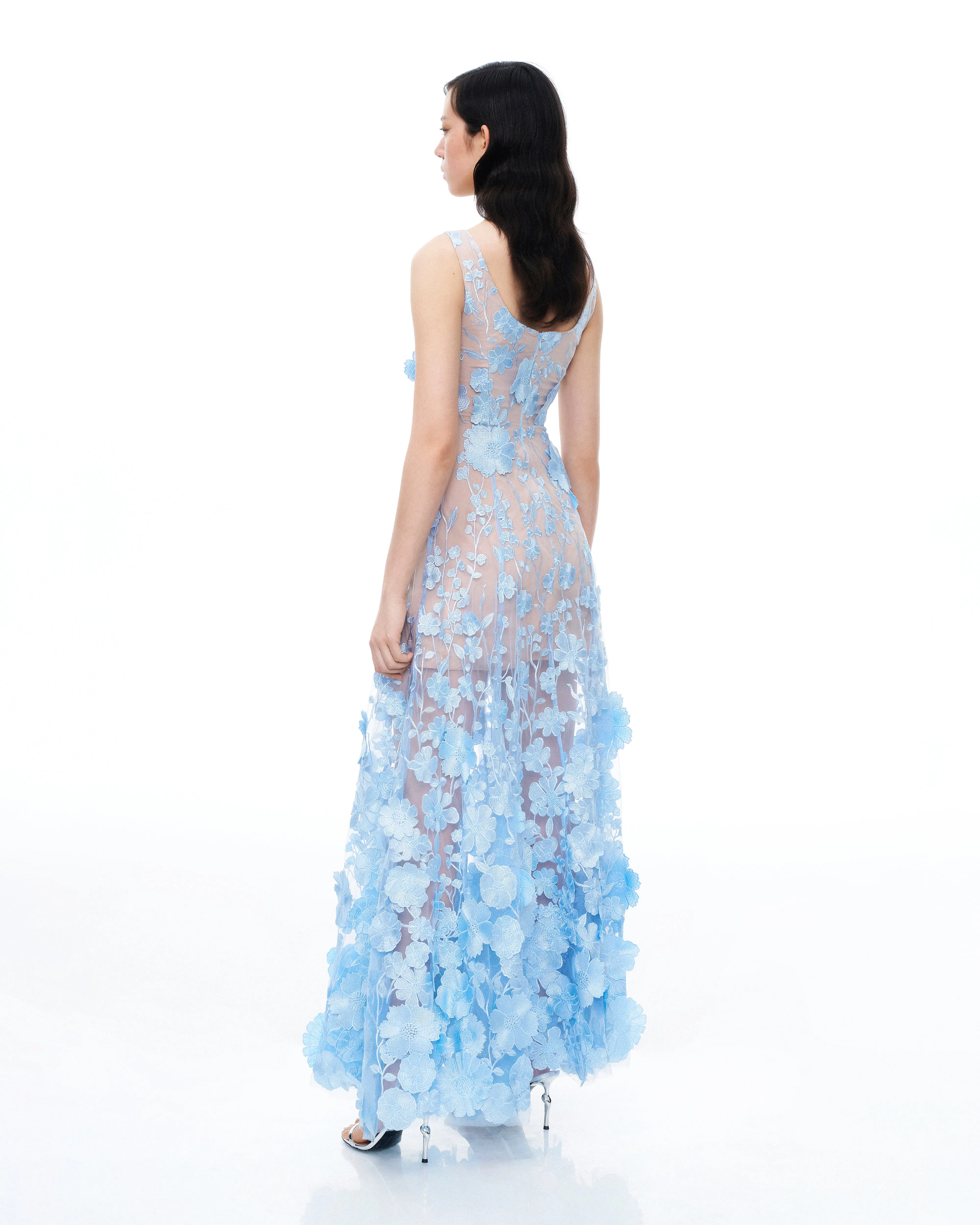 Clementine 3D Floral Embroidered Dress - Blue sold by JW PEI product image thumbnail 3