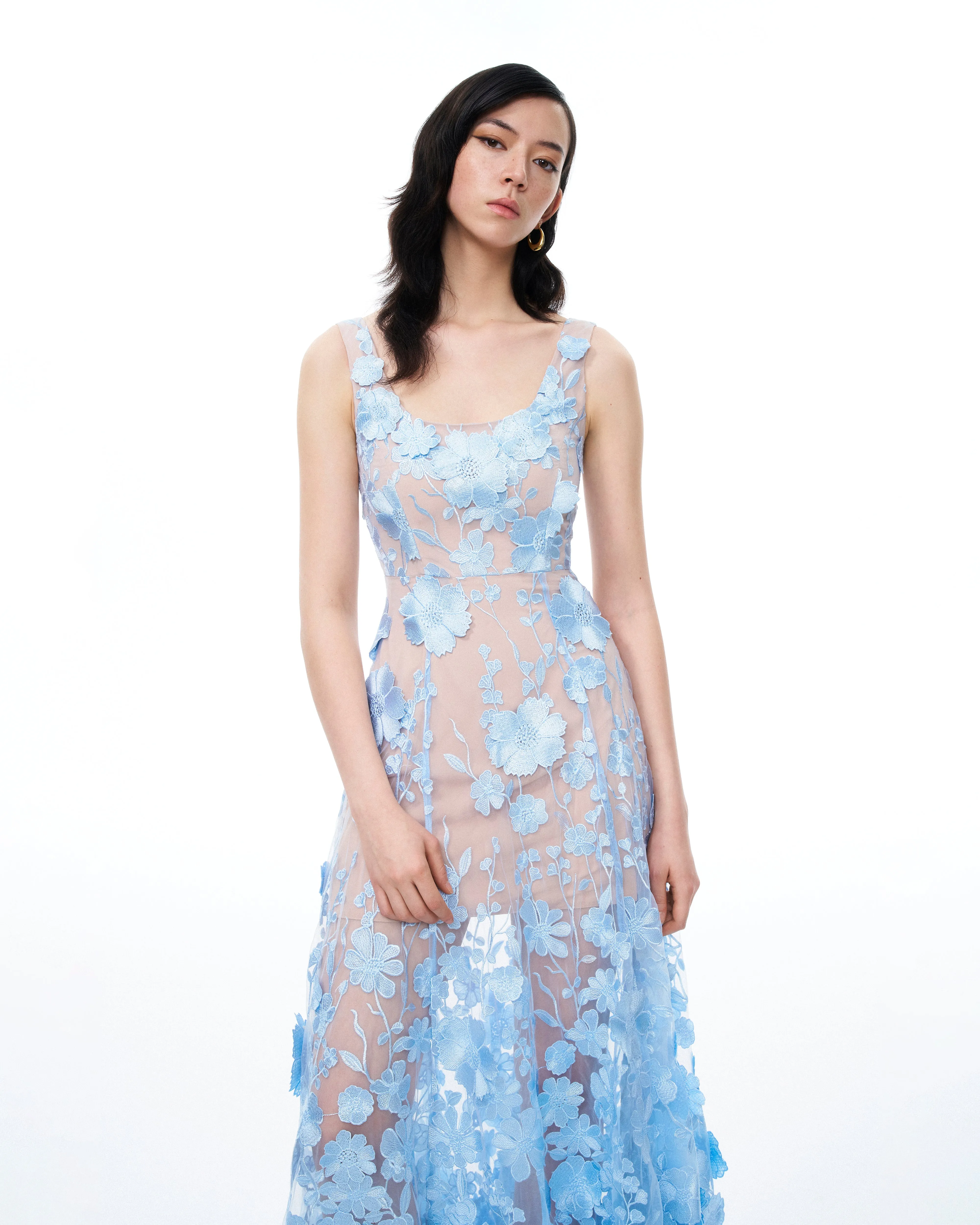 Clementine 3D Floral Embroidered Dress - Blue sold by JW PEI product image thumbnail 4