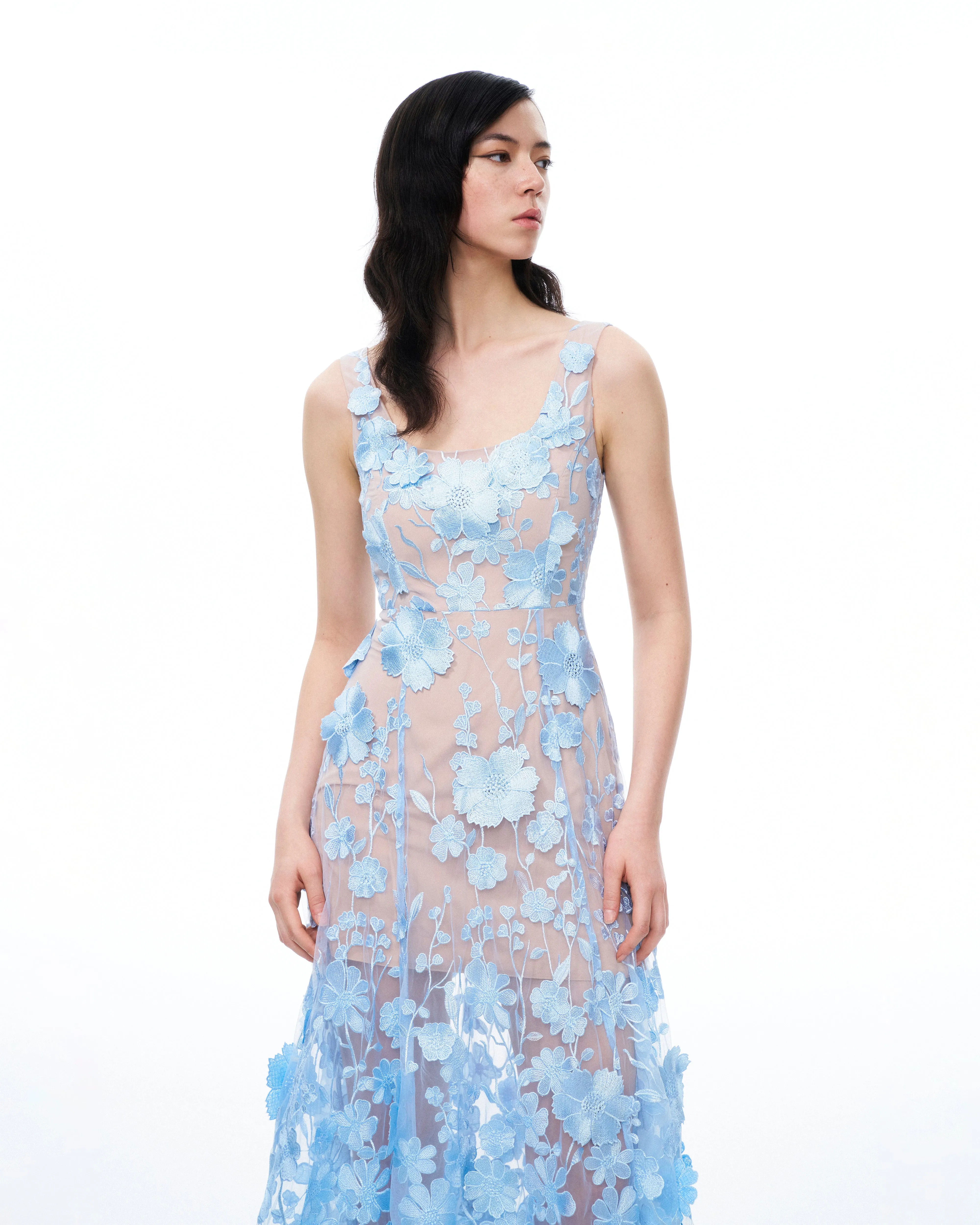 Clementine 3D Floral Embroidered Dress - Blue sold by JW PEI product image thumbnail 5