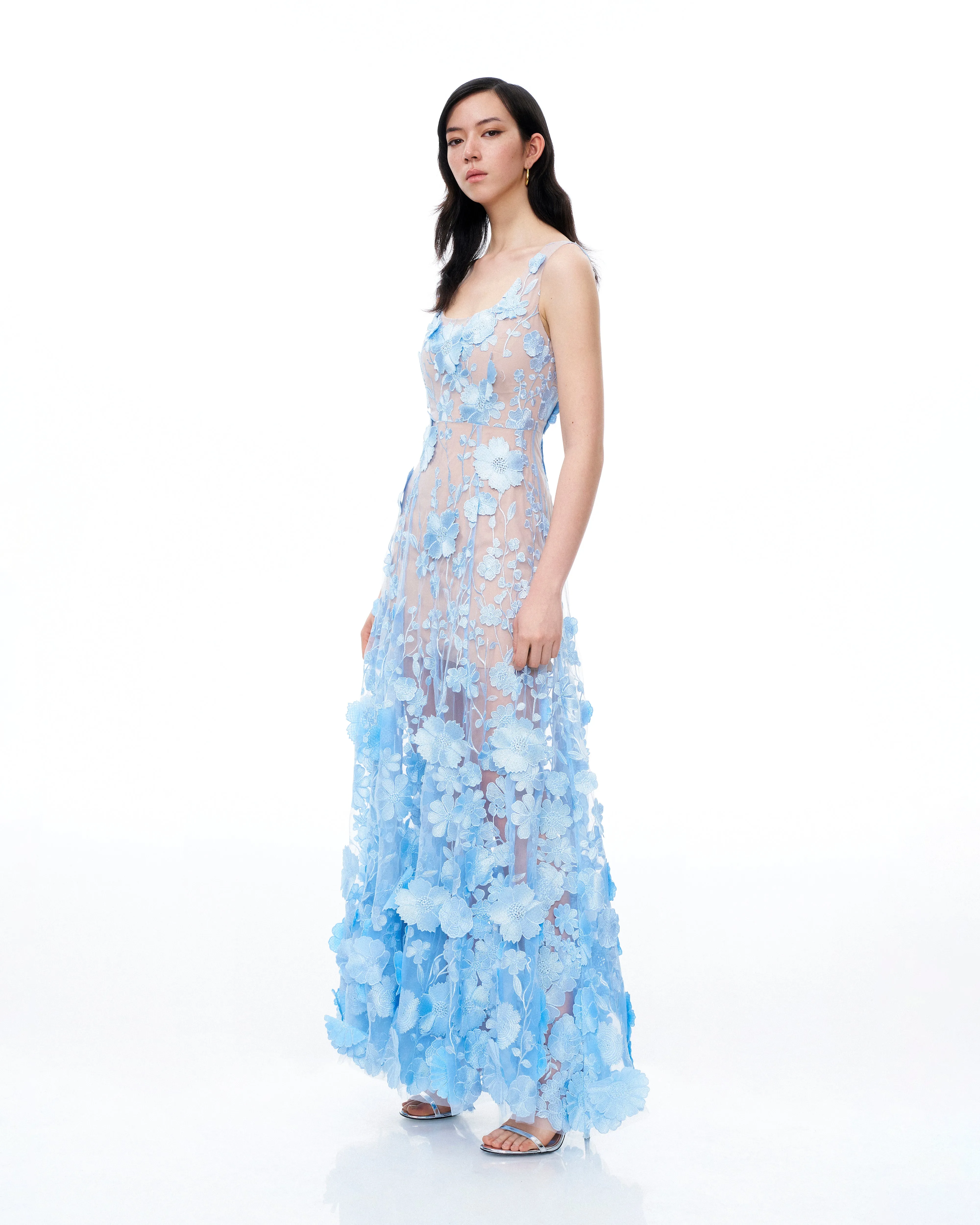 Clementine 3D Floral Embroidered Dress - Blue sold by JW PEI product image thumbnail 2