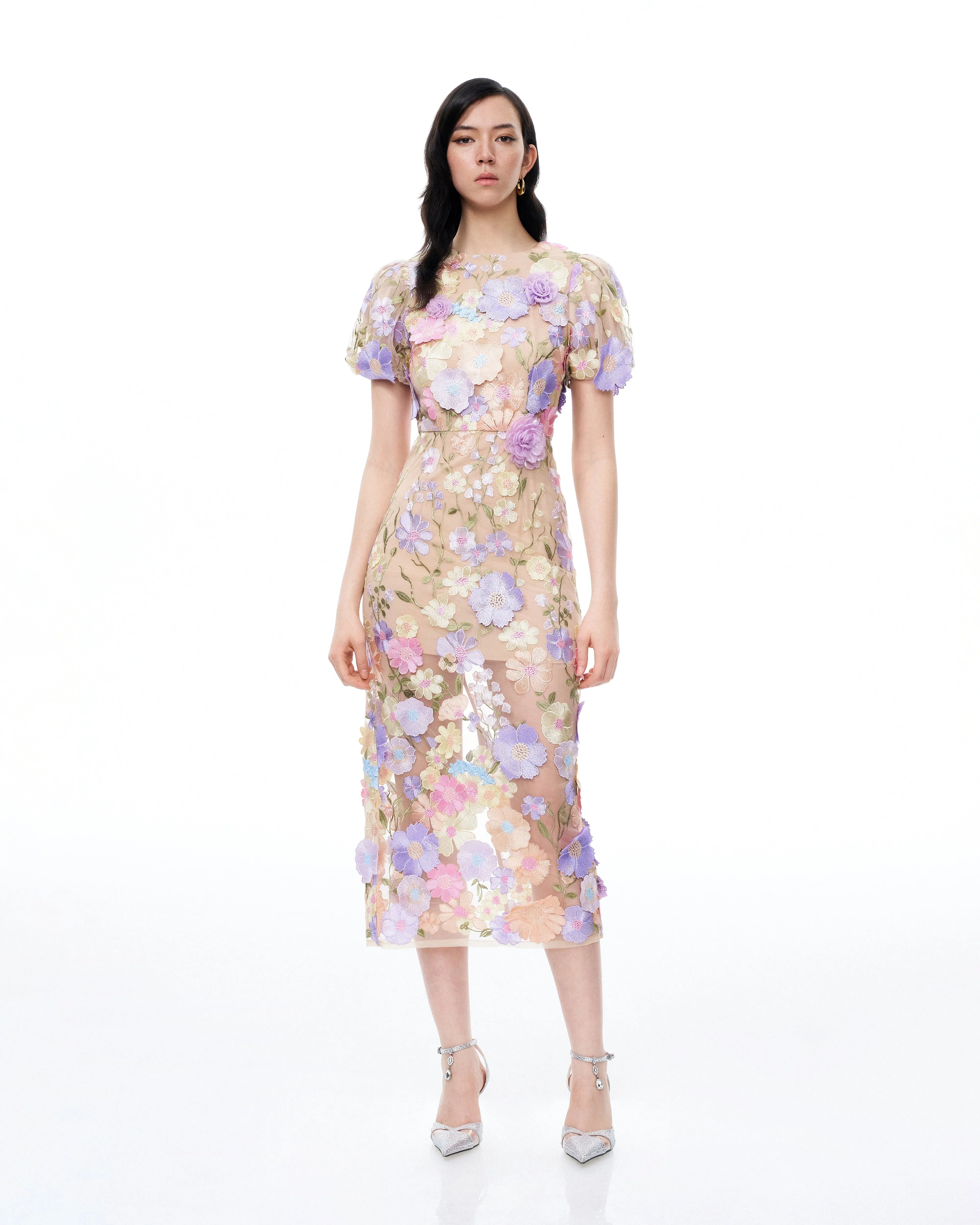 Alaric Round Neck 3D Floral Embroidered Maxi Dress - Pastel Multi sold by JW PEI