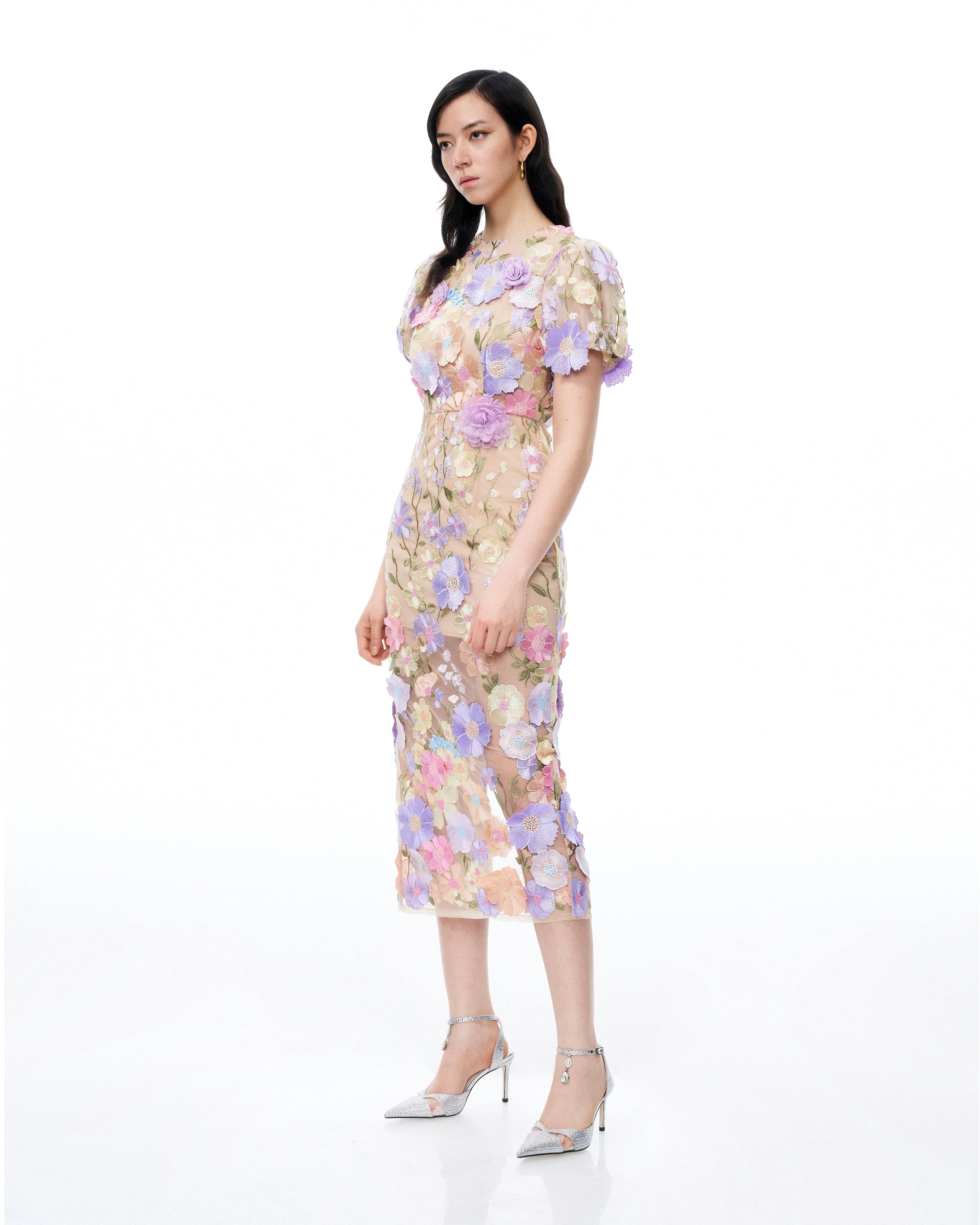 Alaric Round Neck 3D Floral Embroidered Maxi Dress - Pastel Multi sold by JW PEI product image thumbnail 2