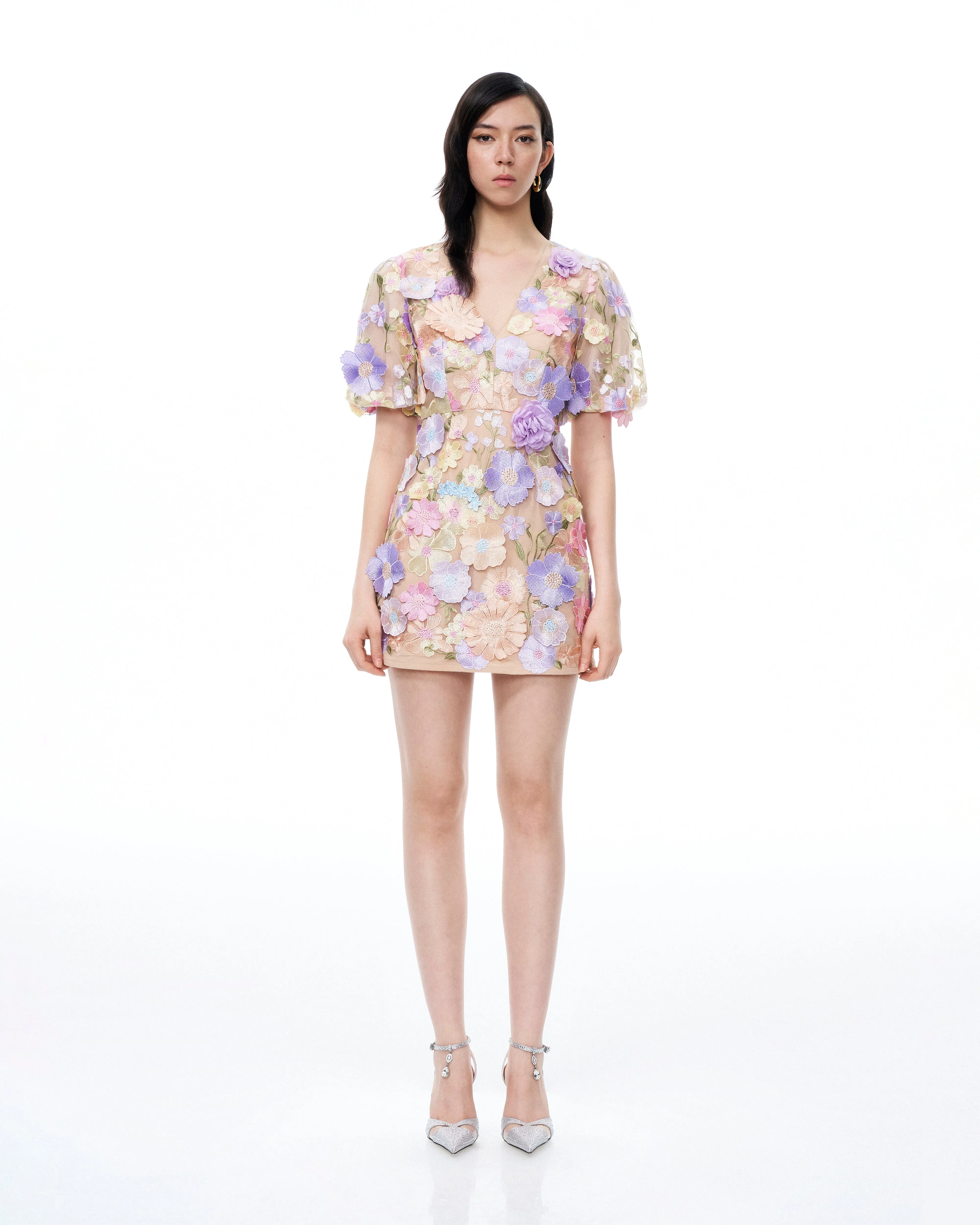 Evangeline 3D V-Neck Floral Embroidered Dress - Pastel Multi sold by JW PEI