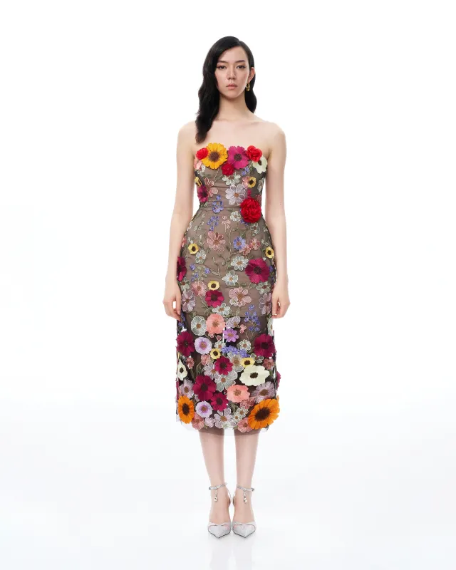 Isolde 3D Floral Embroidered Maxi Dress - Black Multi sold by JW PEI