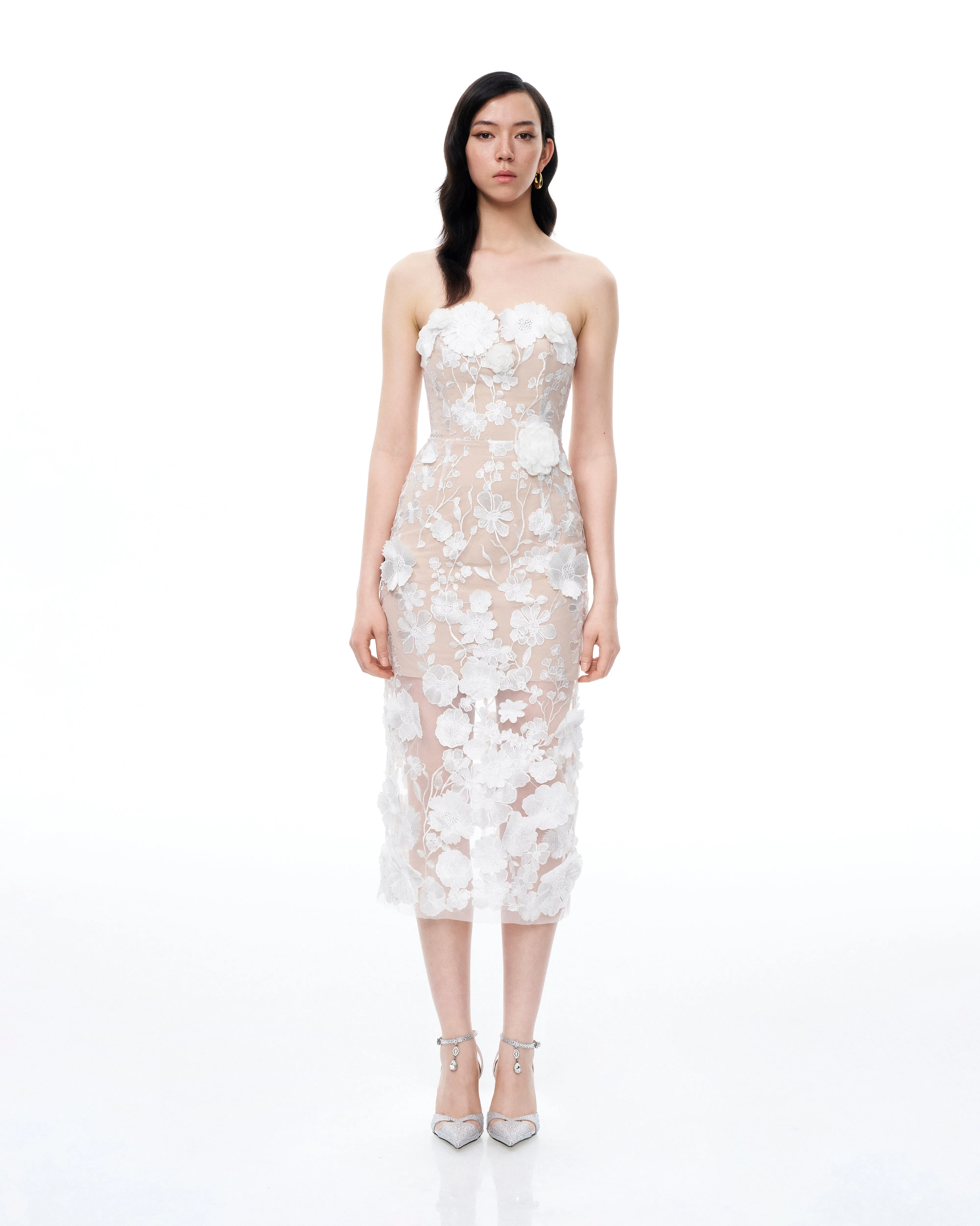 Lysandra 3D Floral Embroidered Maxi Dress - White sold by JW PEI