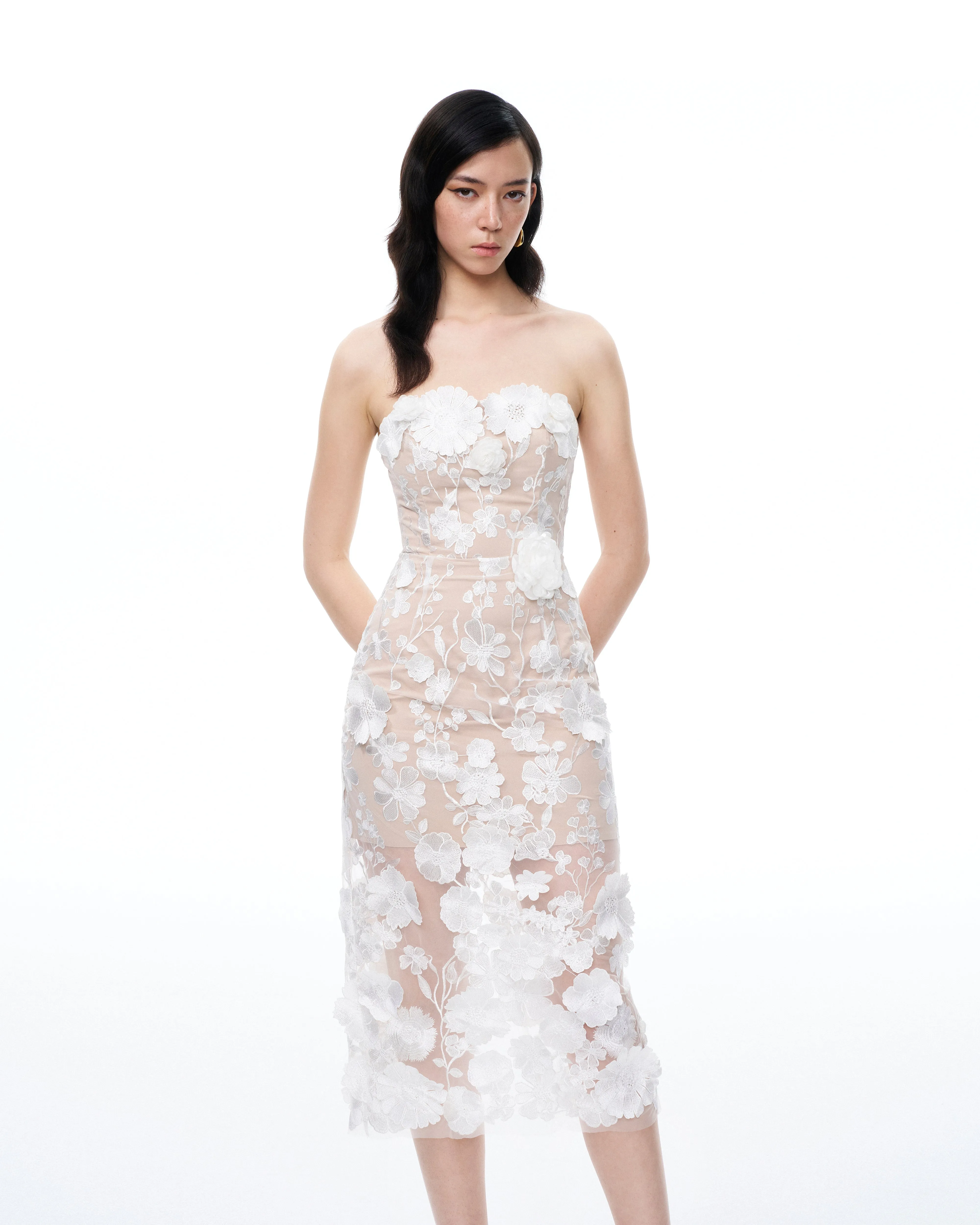 Lysandra 3D Floral Embroidered Maxi Dress - White sold by JW PEI product image thumbnail 4
