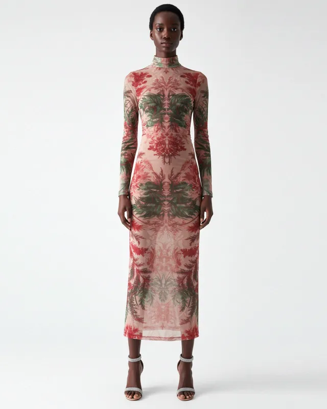 Fern Printed Mesh Dress - Red/Green sold by JW PEI