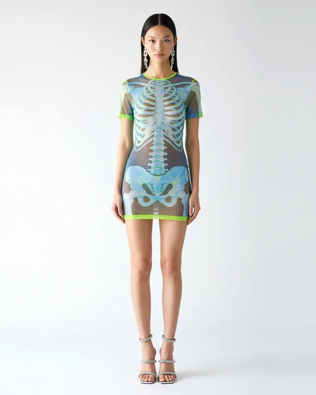 Butterfly Printed Mesh Dress - Brown/Blue sold by JW PEI