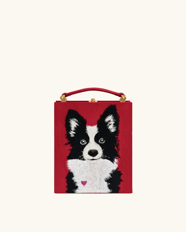 Taya Border Collie Pattern Book Shape Clutch Bag - Red sold by JW PEI