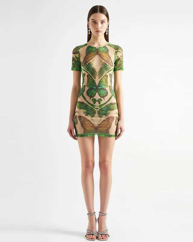 Butterfly Printed Dress - Green sold by JW PEI