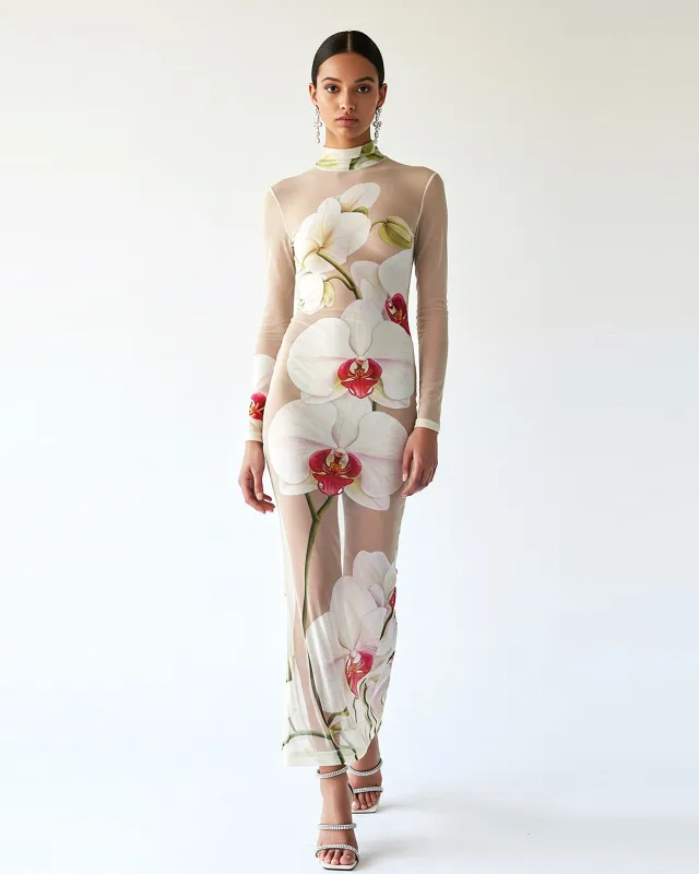 Floral Printed Dress - White sold by JW PEI