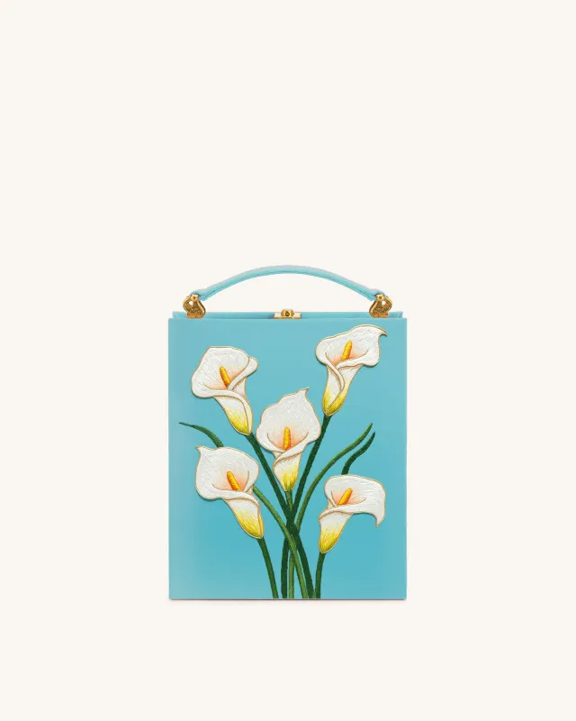 Calla Lily Embroidered Box Clutch - Multicolor Blue sold by JW PEI