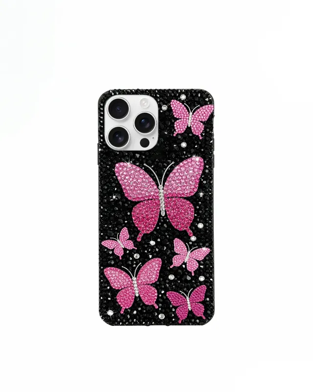 Multi Butterfly iPhone Case - Pink/Black sold by JW PEI