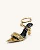 Mia Strappy High Heels With Beaded Detail - Gold sold by JW PEI