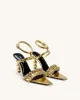 Mia Strappy High Heels With Beaded Detail - Gold sold by JW PEI