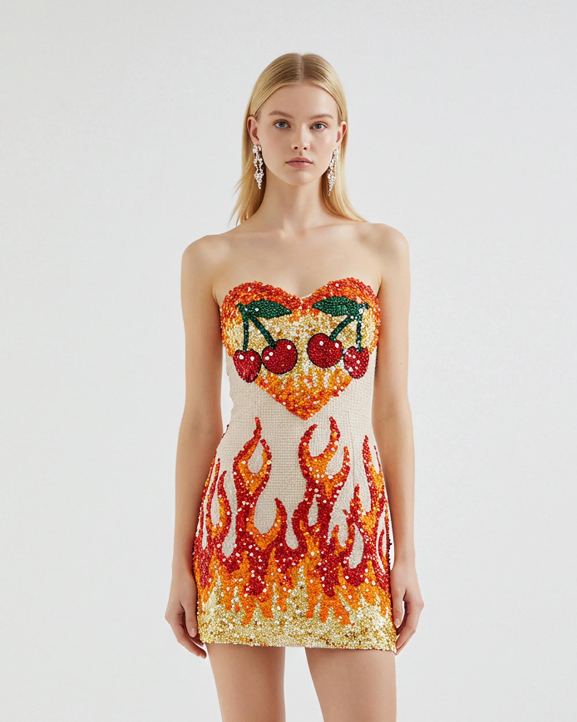 Cherry and Flame Dress - Red/White sold by JW PEI