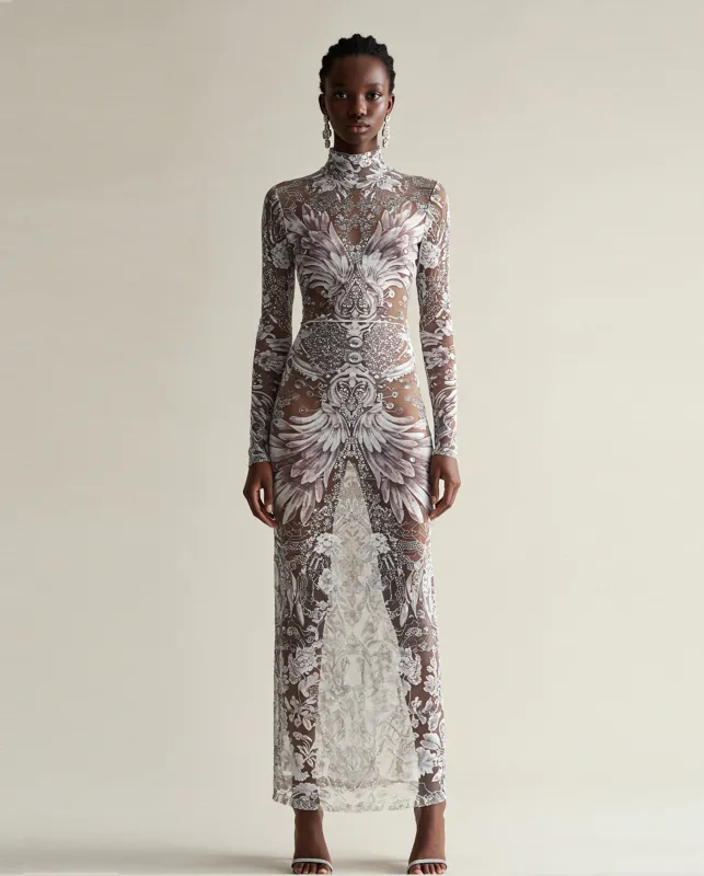 Gear and Shell Long Dress - White sold by JW PEI