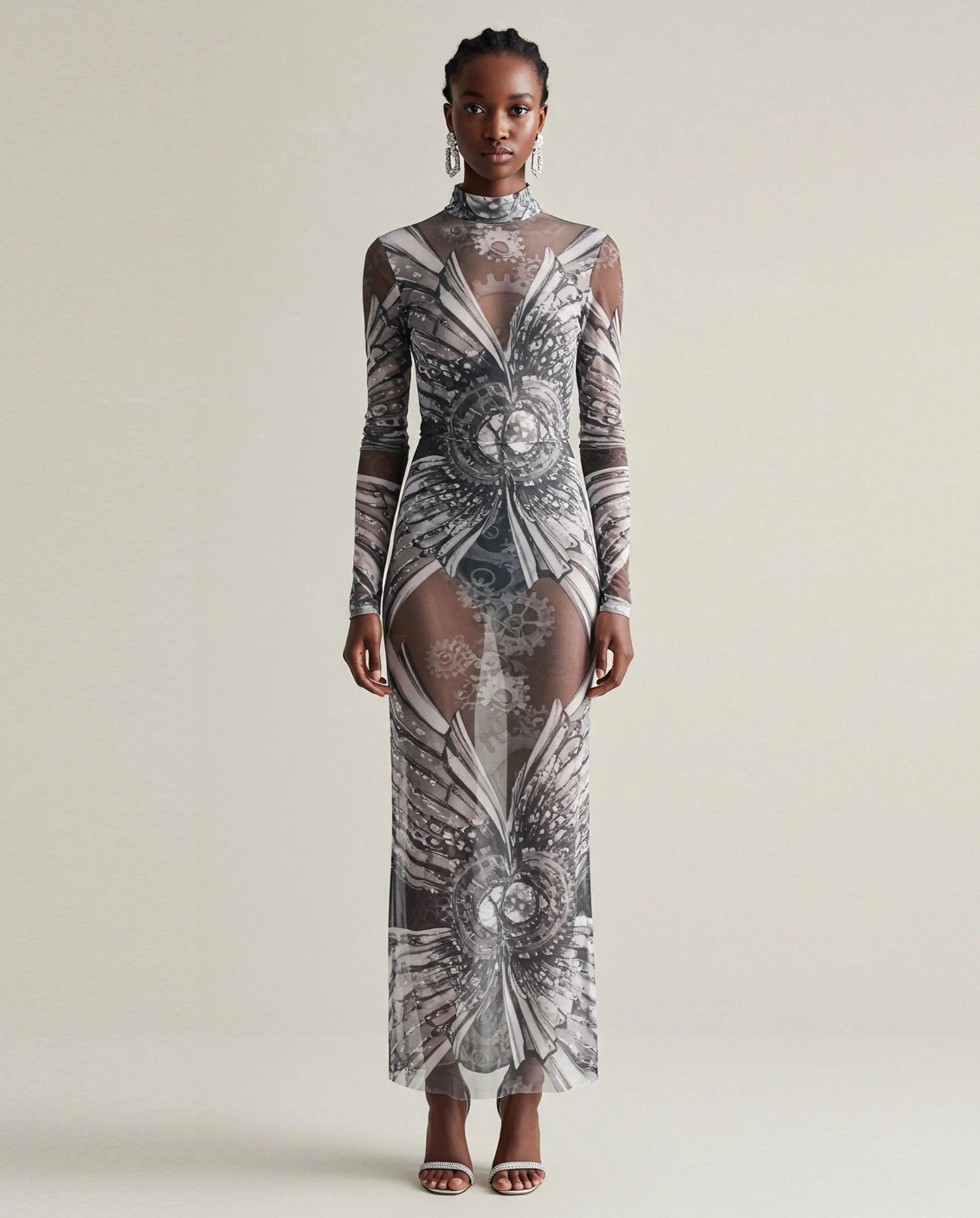 Gear and Shell Long Dress - Black/White sold by JW PEI