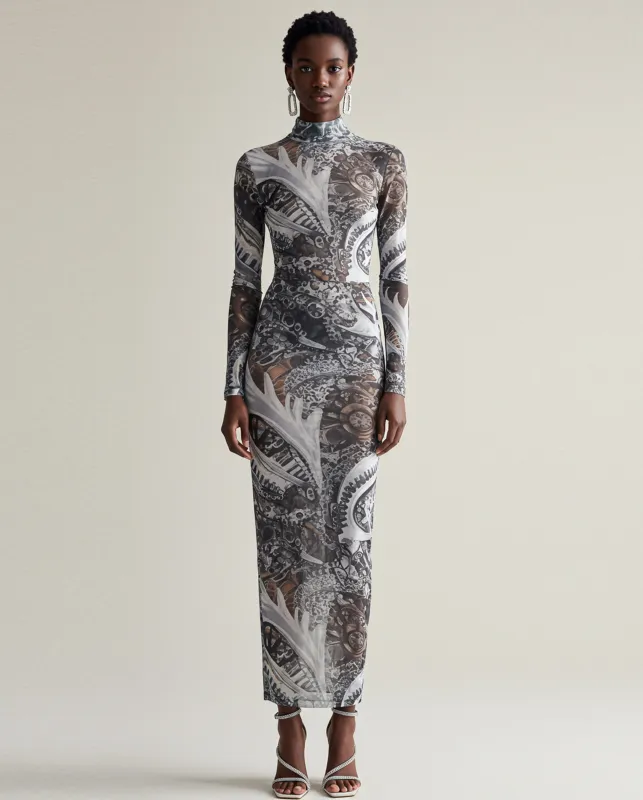 Gear and Shell Long Dress - Black/White sold by JW PEI