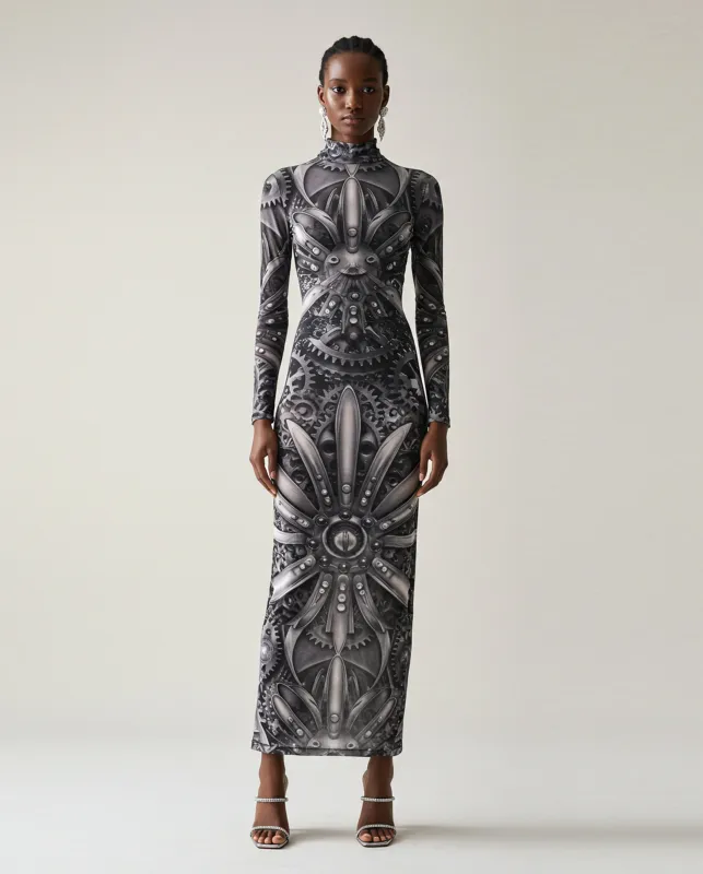 Rose and Gear Long Dress - Black/White sold by JW PEI